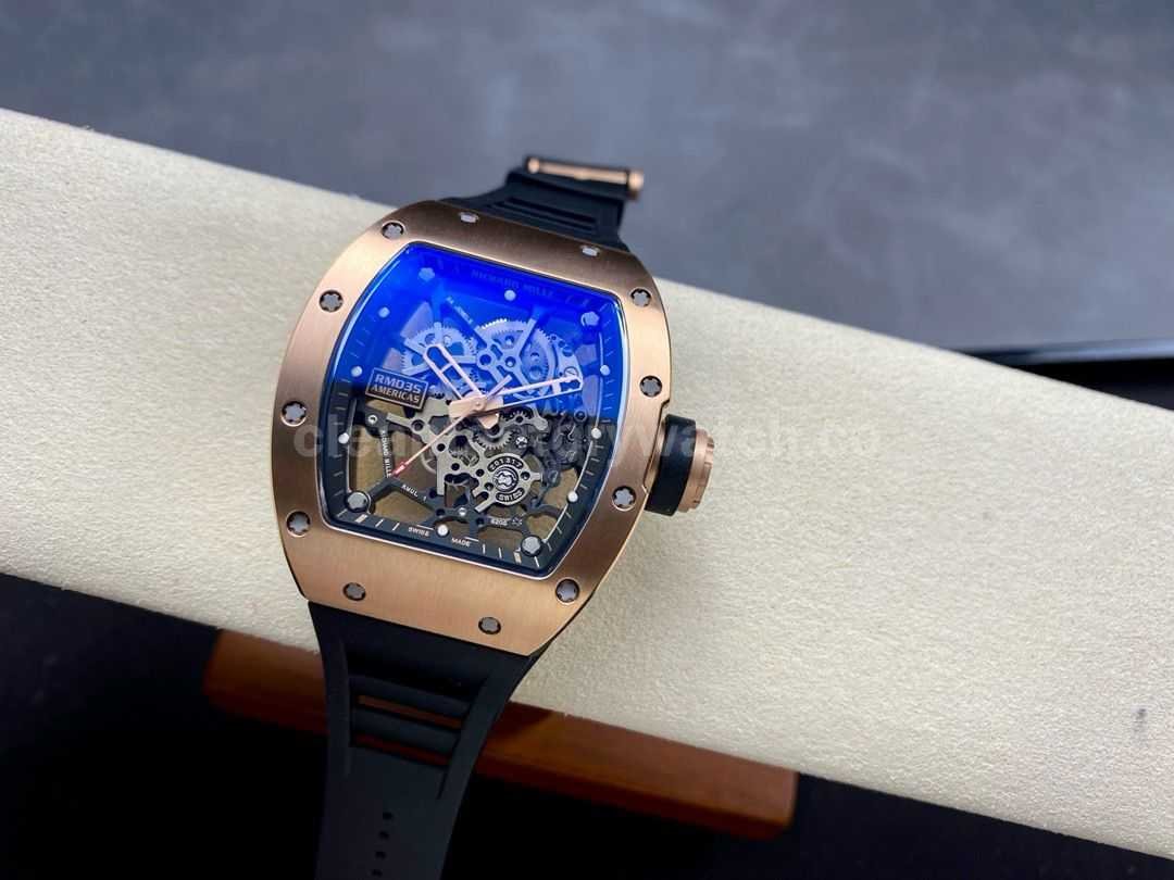 Sonic Factory Richard Mille RM035 40mm Rose Gold Rubber Strap Skeletonized Dial (2)