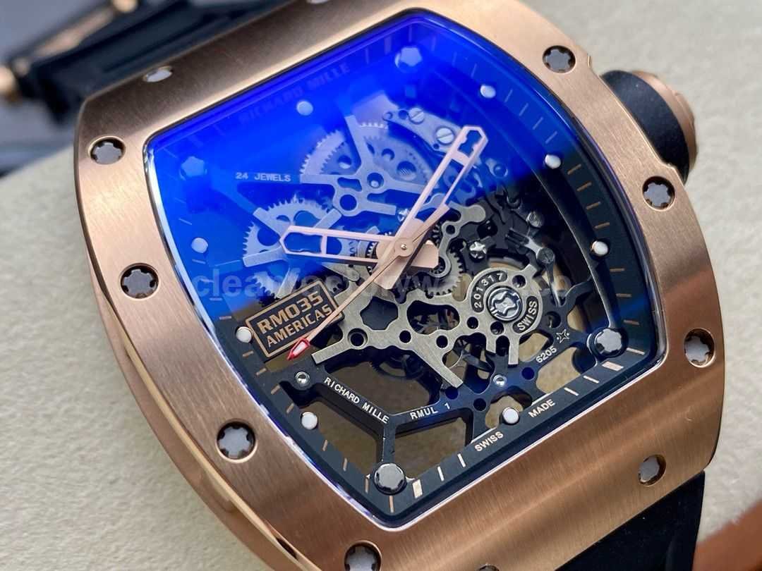 Sonic Factory Richard Mille RM035 40mm Rose Gold Rubber Strap Skeletonized Dial (3)