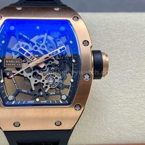 Sonic Factory Richard Mille RM035 40mm Rose Gold Rubber Strap Skeletonized Dial