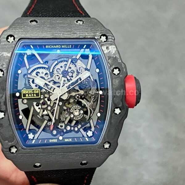 T+ Factory Richard Mille RM35-02 44.5mm Carbon Fiber Textile Strap Skeletonized Dial