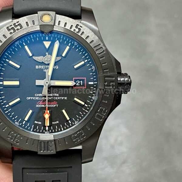 TF Factory Breitling Avenger Blackbird V1731110/BD74 44mm Titanium Rubber Strap Black Dial