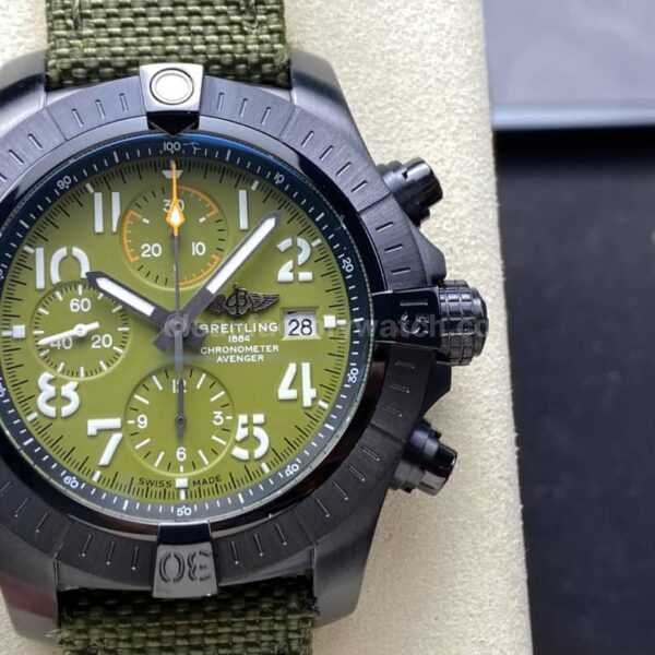 TF Factory Breitling Avenger V13317101L1X1 45mm Steel Green Nylon Canvas Strap Arabic Numerals Green Dial