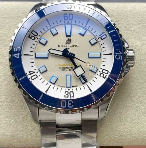 TF Factory Breitling Superocean A17375E71G1A1 44mm Blue Bezel Full Steel Silver Dial
