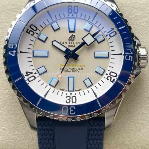 TF Factory Breitling Superocean A17375E71G1A1 44mm Blue Bezel Steel Blue Rubber Strap Silver Dial