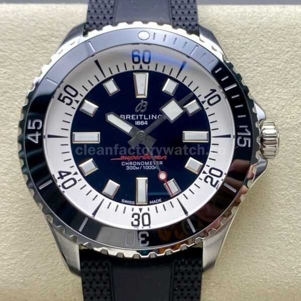TF Factory Breitling Superocean A17376211B1S1 44mm Black Bezel Steel Black Rubber Strap Black Dial