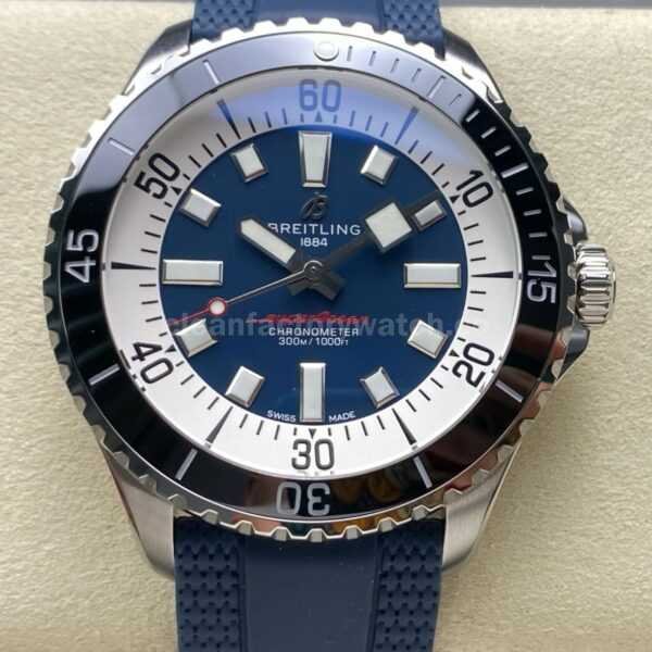 TF Factory Breitling Superocean A17376211C1S1 44mm Black Bezel Steel Blue Rubber Strap Blue Dial