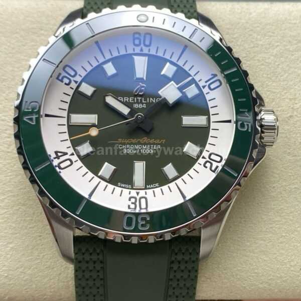 TF Factory Breitling Superocean A17376A31L1S1 44mm Green Bezel Steel Green Rubber Strap Green Dial