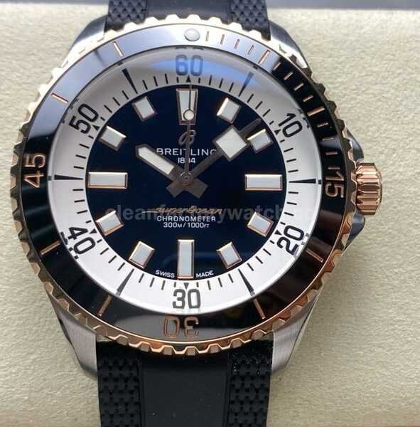 TF Factory Breitling Superocean U17375211B1S1 44mm Half Rose Gold Black Bezel Steel Black Rubber Strap Black Dial