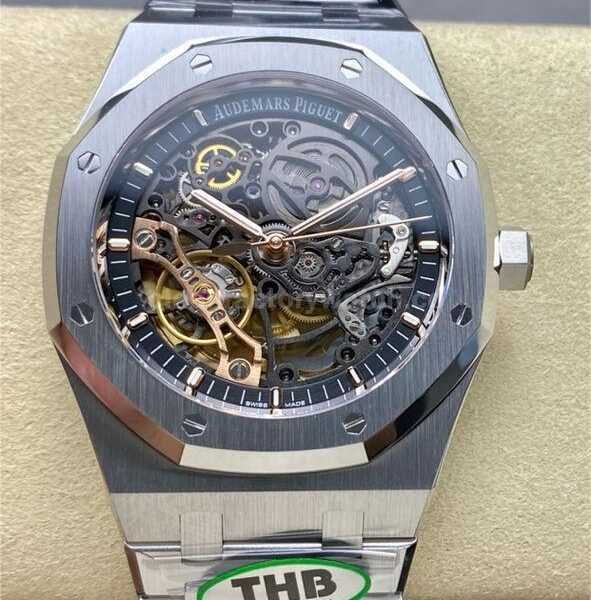 THB Factory Audemars Piguet Royal Oak Double Balance Wheel Openworked 15407ST.OO.1220ST.01 41mm Full Steel Skeletonized Dial