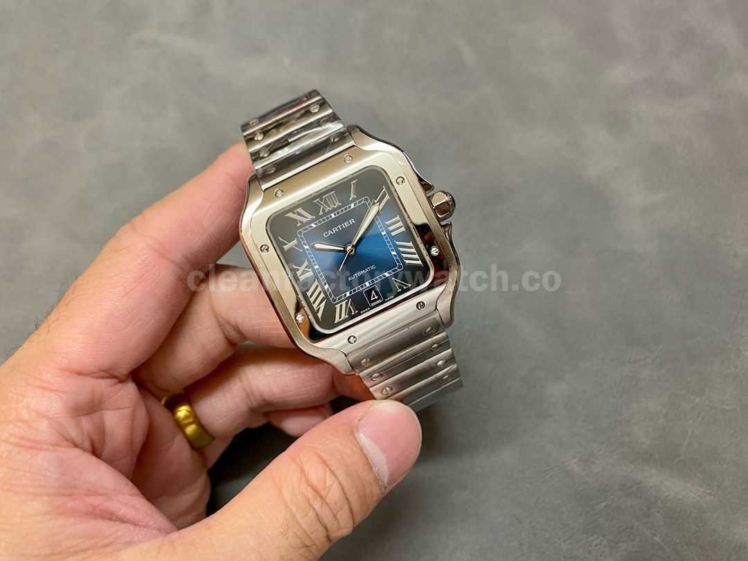THB Factory Cartier Santos WSSA0030 39.8mm Full Steel 40mm Roman Numerals Blue Dial (6)