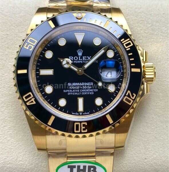 THB Factory Rolex Submariner Date 126618LN 41mm Full Yellow Gold Black Dial
