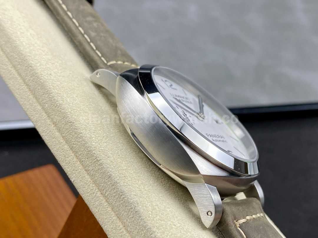 TTF Factory Panerai Luminor Marina PAM 01314 Steel Leather Strap Arabic Numerals White Dial (3)