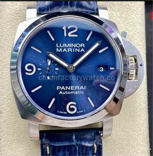 TTF Factory Panerai Luminor Marina PAM01313 Steel Leather Strap Arabic Numerals Blue Dial