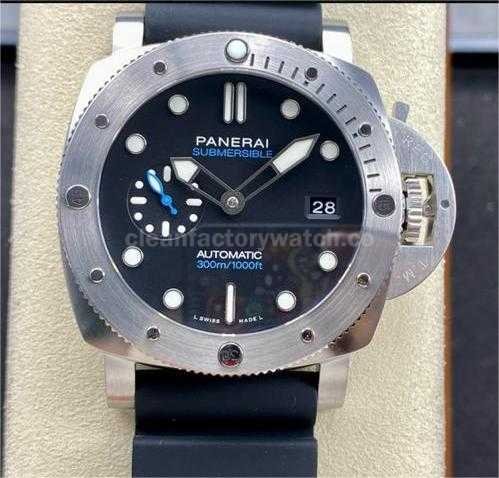 TTF Factory Panerai Submersible PAM 01229 Steel Rubber Strap Black Dial