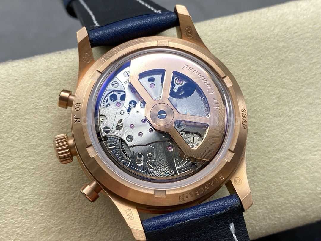 TW Factory Blancpain Air Command AC02 36B40 63B 42.5mm Blue Ceramic Rose Gold Calfskin (9)