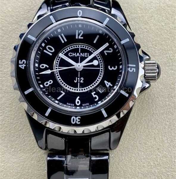 TW Factory Chanel Quartz J12 H0682 33mm Full Black Ceramic Arabic Numerals Black Dial