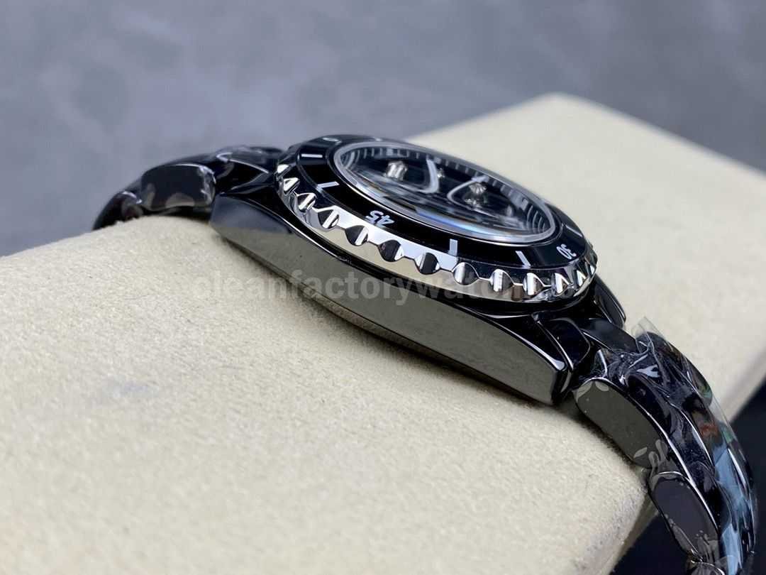 TW Factory Chanel Quartz J12 H1625 33mm Full Black Ceramic Diamond Black Dial (3)