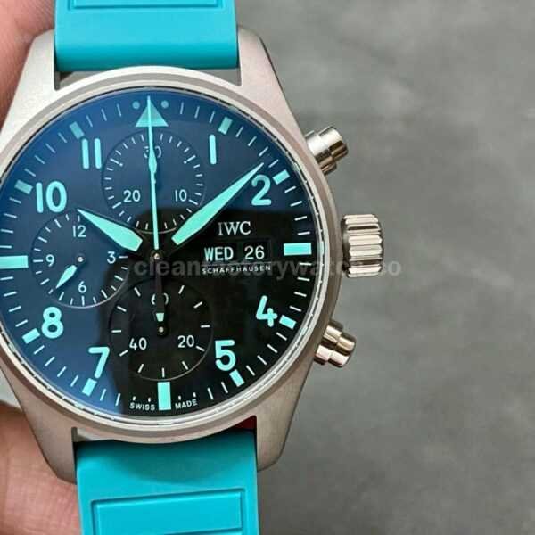 TW Factory IWC Pilot Chronograph IW388108 41mm Rubber Strap Blue Arabic Numerals Black Dial