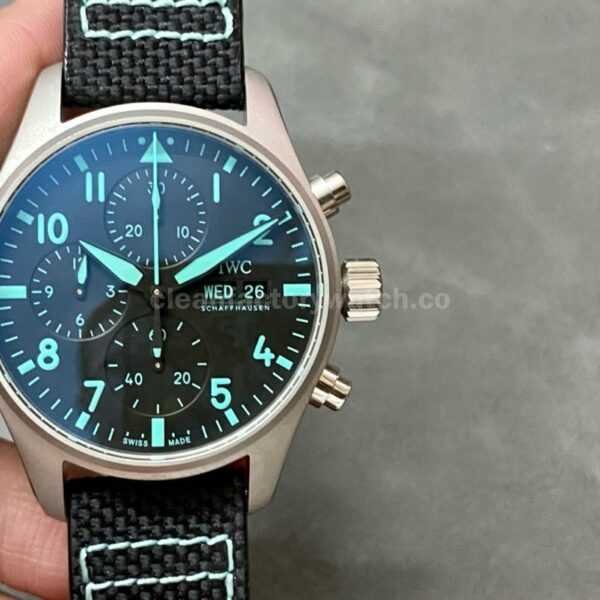 TW Factory IWC Pilot Chronograph IW388108 41mm Titanium Textile Strap Blue Arabic Numerals Black Dial