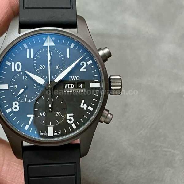 TW Factory IWC Pilot Chronograph Top Gun IW388106 41mm Ceramic Rubber Strap White Arabic Numerals Black Dial