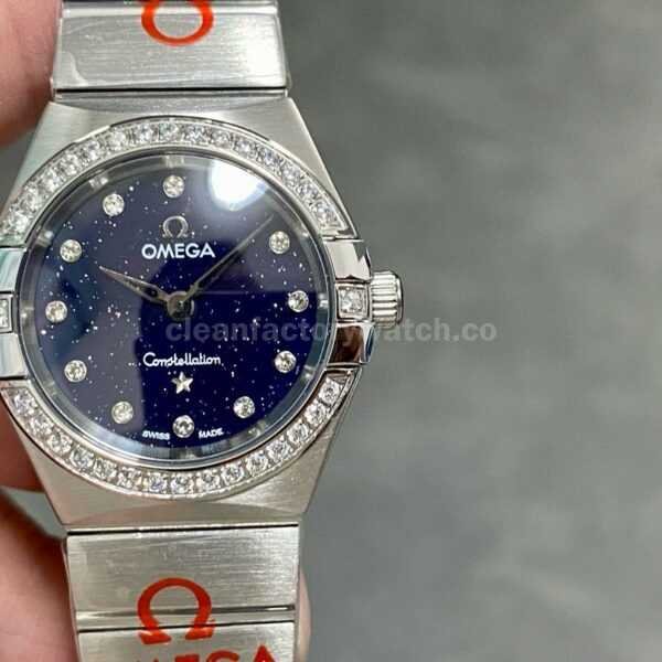 TW Factory Omega Constellation Quartz 131.10.25.60.53.001 27mm Diamond Bezel Full Steel Diamond Gypsophila Blue Dial