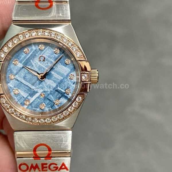 TW Factory Omega Constellation Quartz 131.25.28.60.99.001 27mm Diamond Bezel Half Rose Gold Steel Diamond Blue Dial