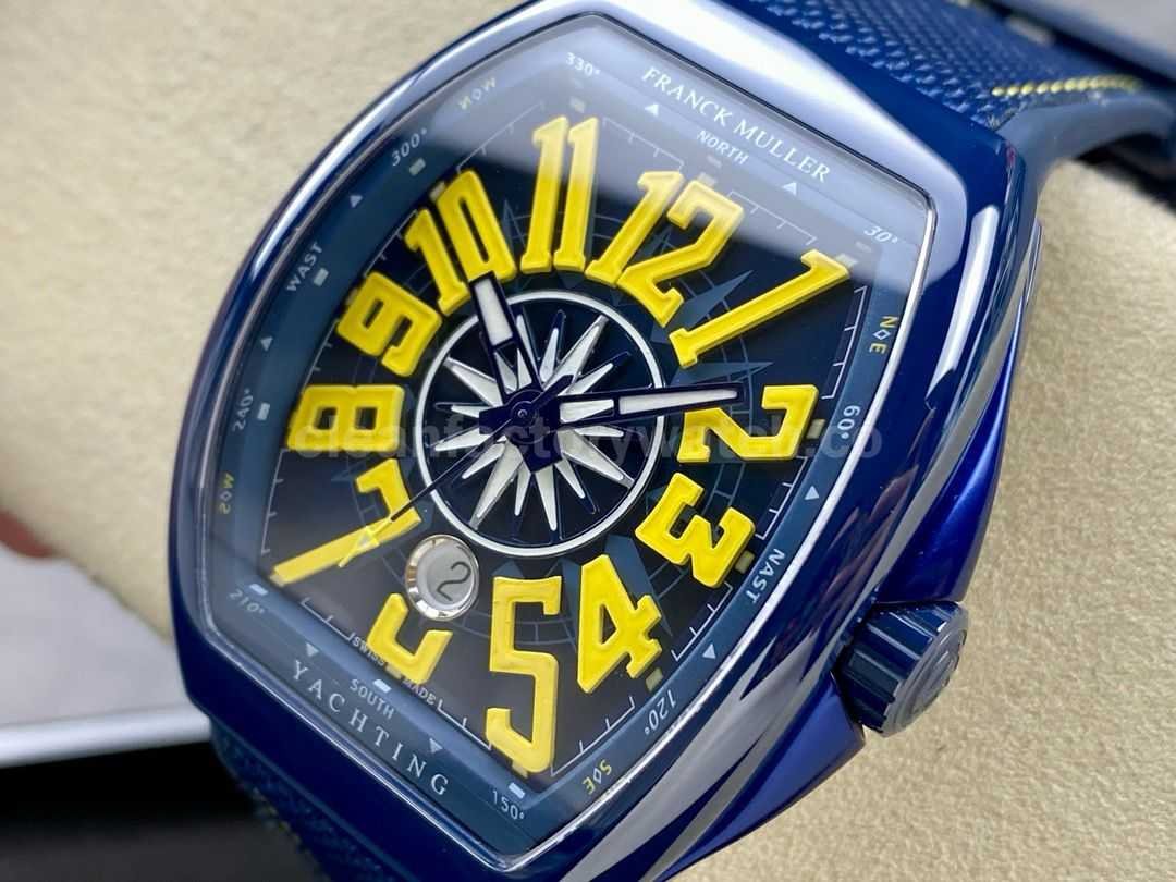 T+plus Factory Franck Muller V45 Yacht Limited Edition 45mm Blue Ceramic Rubbe (5)