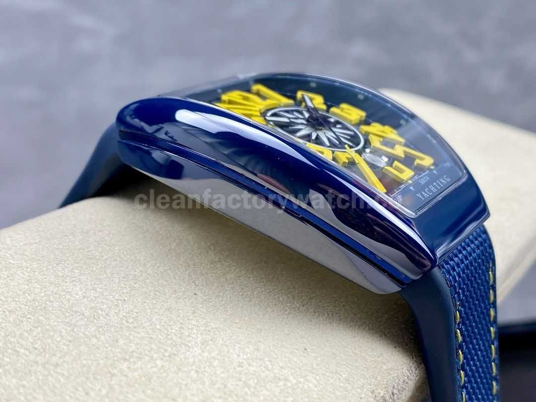 T+plus Factory Franck Muller V45 Yacht Limited Edition 45mm Blue Ceramic Rubbe (6)
