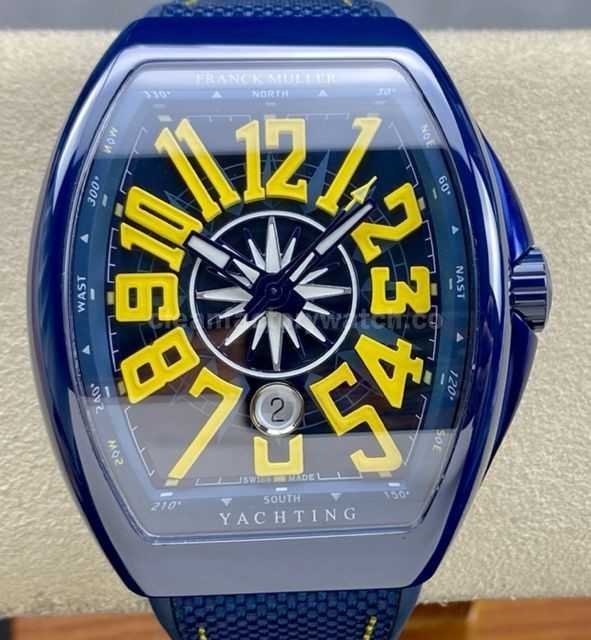 T+plus Factory Franck Muller V45 Yacht Limited Edition 45mm Blue Ceramic Rubbe (7)
