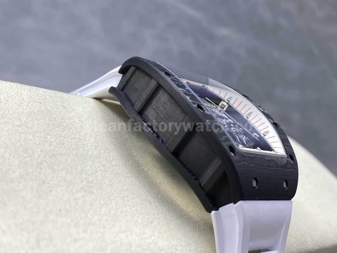 UOK Factory Richard Mille RM055 42.7mm Carbon Fiber White Rubber Strap White Edge Skeletonized Dial (6)