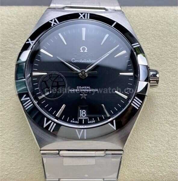 V+ Factory Omega Constellation 131.30.41.21.01.001 41mm Black Ceramic Bezel Full Steel Black Dial