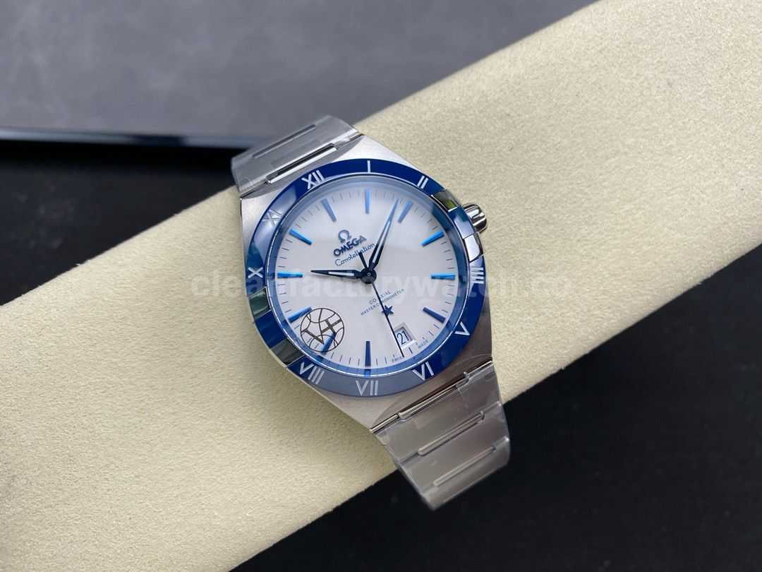 V+ Factory Omega Constellation 131.30.41.21.04.001 41mm Blue Ceramic Bezel Full Steel White Dial (1)
