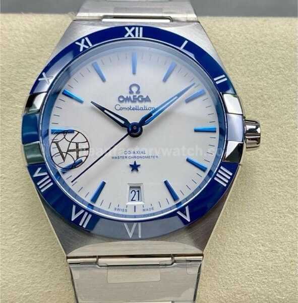 V+ Factory Omega Constellation 131.30.41.21.04.001 41mm Blue Ceramic Bezel Full Steel White Dial