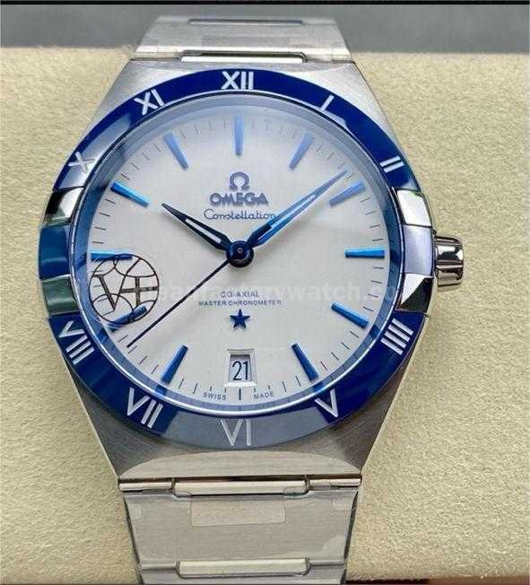 V+ Factory Omega Constellation 131.30.41.21.04.001 41mm Blue Ceramic Bezel Full Steel White Dial (2)
