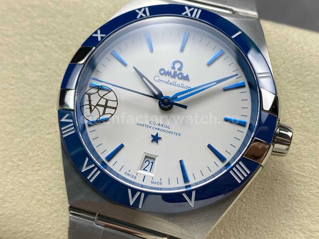 V+ Factory Omega Constellation 131.30.41.21.04.001 41mm Blue Ceramic Bezel Full Steel White Dial (3)