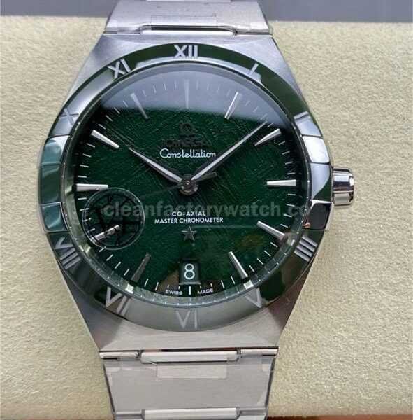 V+ Factory Omega Constellation 131.30.41.21.99.002 41mm Green Ceramic Bezel Full Steel Meteorites Green Dial