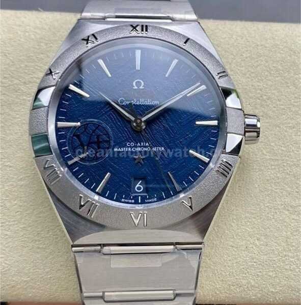 V+ Factory Omega Constellation 131.30.41.21.99.003 41mm Silver Titanium Bezel Full Steel Meteorites Blue Dial