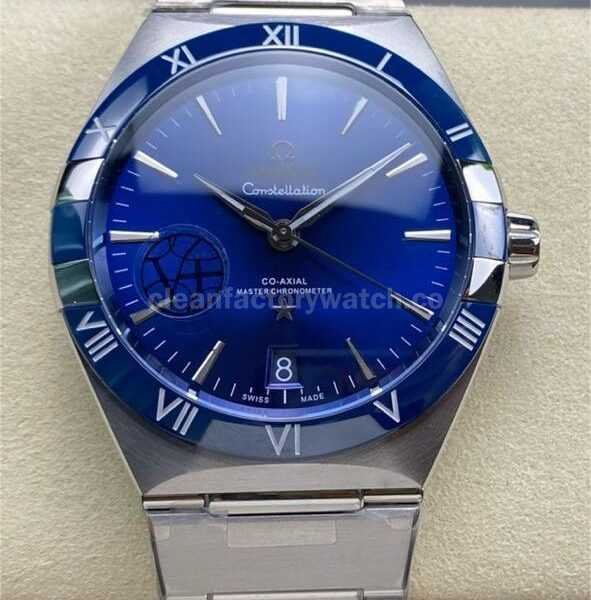 V+ Factory Omega Constellation 131.33.41.21.03.001 41mm Blue Ceramic Bezel Full Steel Blue Dial