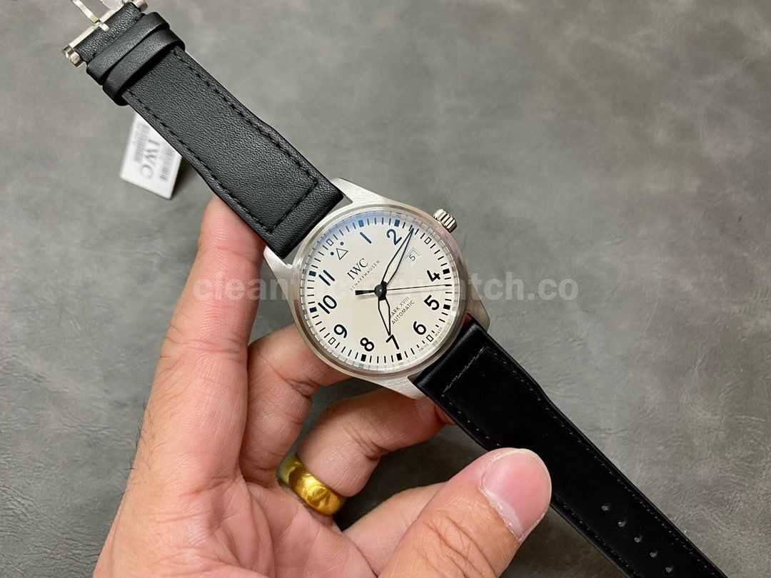 V7 Factory IWC Pilot Mark XVIII IW327012 40mm Steel Leather Strap Arabic Numerals White Dial (9)