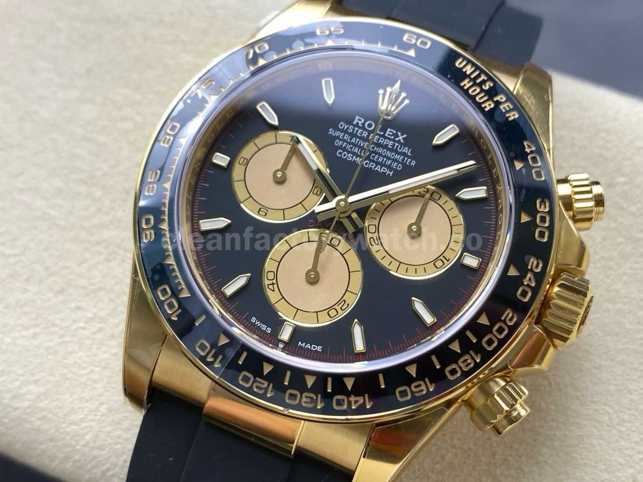 VS Factory Counterweight Rolex Daytona 126518LN 0004 40mm Yellow Gold Rubber Strap Gold Eye Black Di (1)
