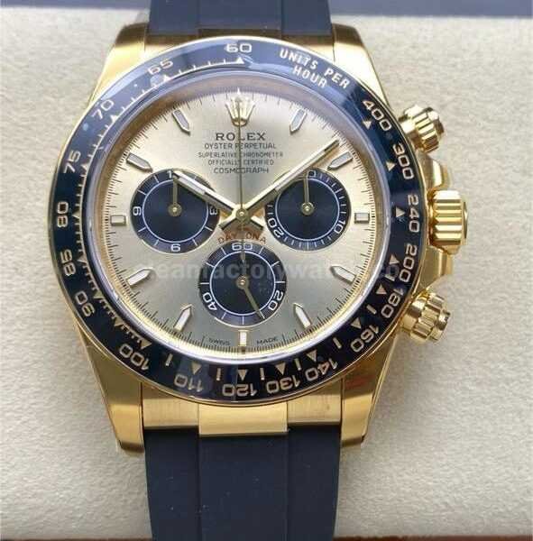 VS Factory Counterweight Rolex Daytona 126518LN-0012 40mm Yellow Gold Rubber Strap Black Eye Champagne Dial