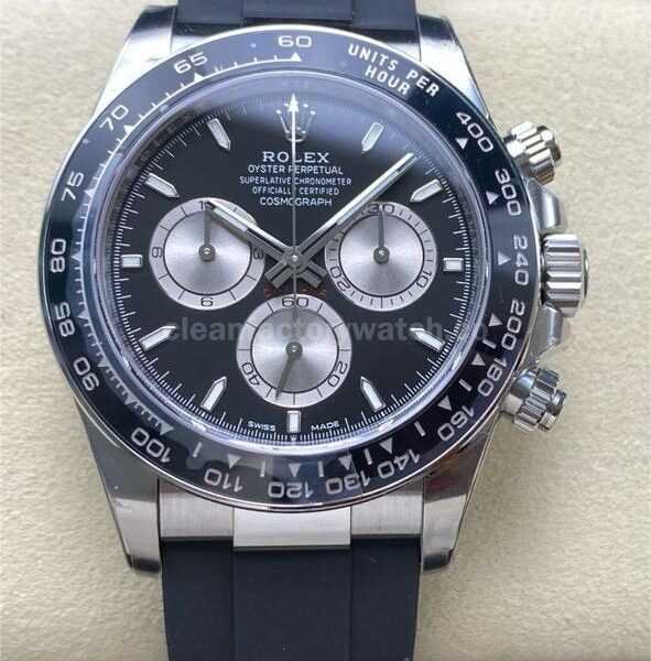 VS Factory Counterweight Rolex Daytona 126519LN-0002 40MM White Gold Rubber Strap Silver Eye Black Dial