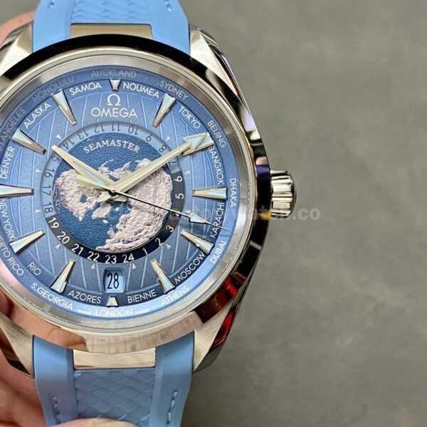 VS Factory Omega Seamaster Aqua Terra Worldtimer Master Chronometer Gmt 220.12.43.22.03.001 Steel Rubber Strap Blue Dial