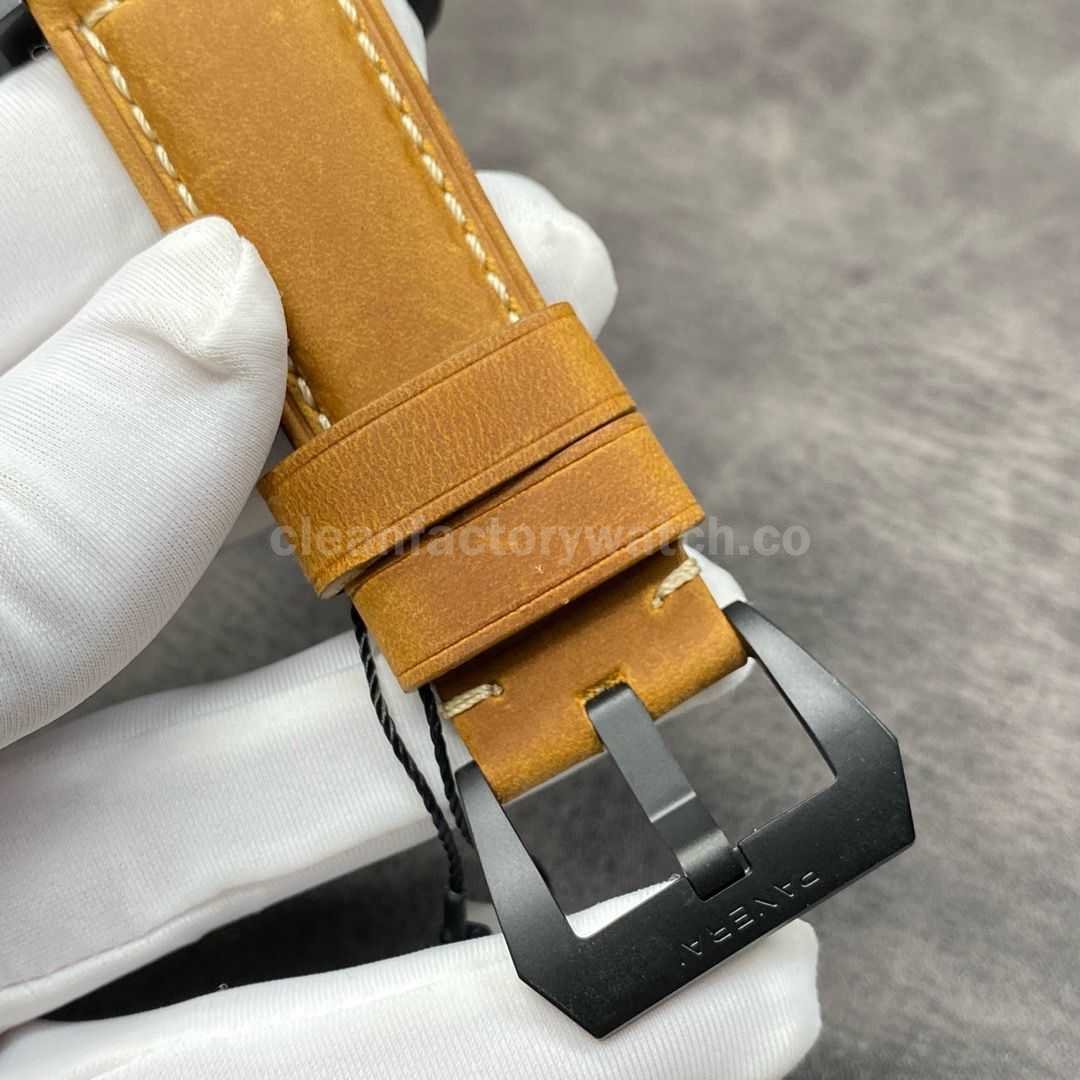 VS Factory Panerai Luminor 1950 3 Days GMT PAM 00441 44mm Black Ceramic Leather Strap Black D (7)