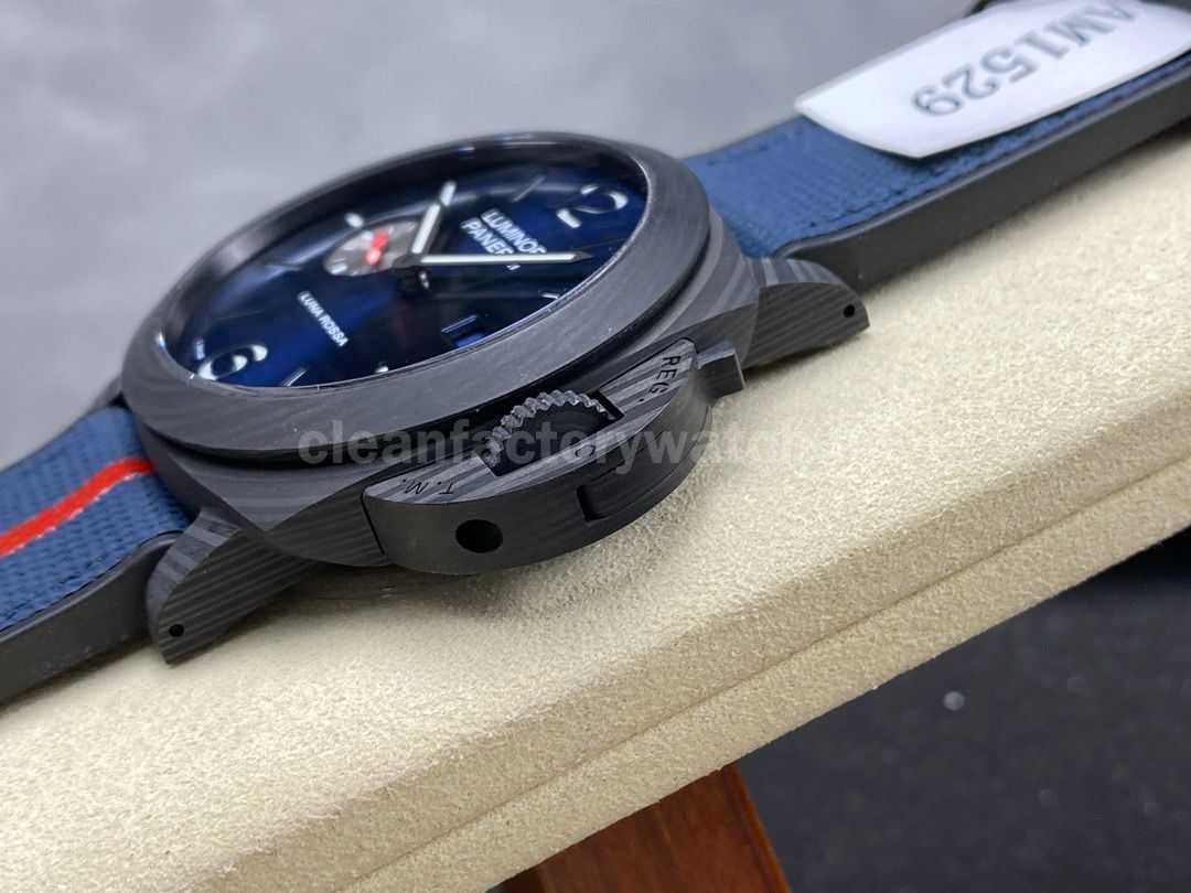 VS Factory Panerai Luminor Luna Rossa PAM01529 44mm Carbon Fiber Rubber Strap Blue Dial (10)