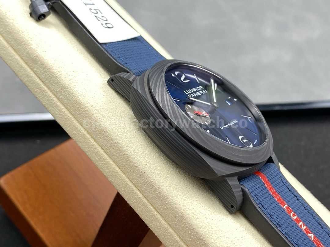 VS Factory Panerai Luminor Luna Rossa PAM01529 44mm Carbon Fiber Rubber Strap Blue Dial (9)