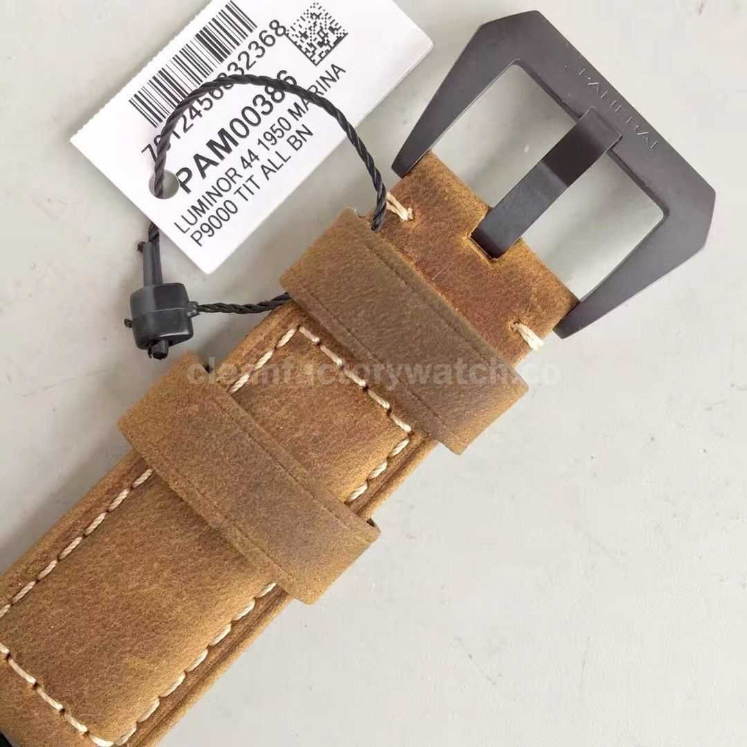 VS Factory Panerai Luminor Marina 1950 3 Days Pam00386 44mm Titanium Leather Strap Brown Dial (5)