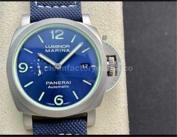 VS Factory Panerai Luminor Marina PAM01117 44mm Titanium Canvas Strap Blue Dial