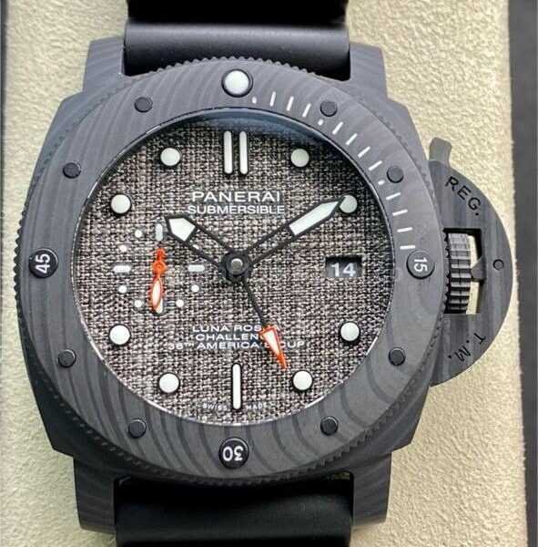 VS Factory Panerai Luminor Submersible Luna Rossa GMT PAM 01039 47mm Carbon Fiber Rubber Strap Grey Dial