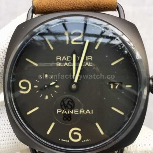 VS Factory Panerai Radiomir Black Seal 3 Days PAM 00505 45mm Black Ceramic Leather Strap Black Dial